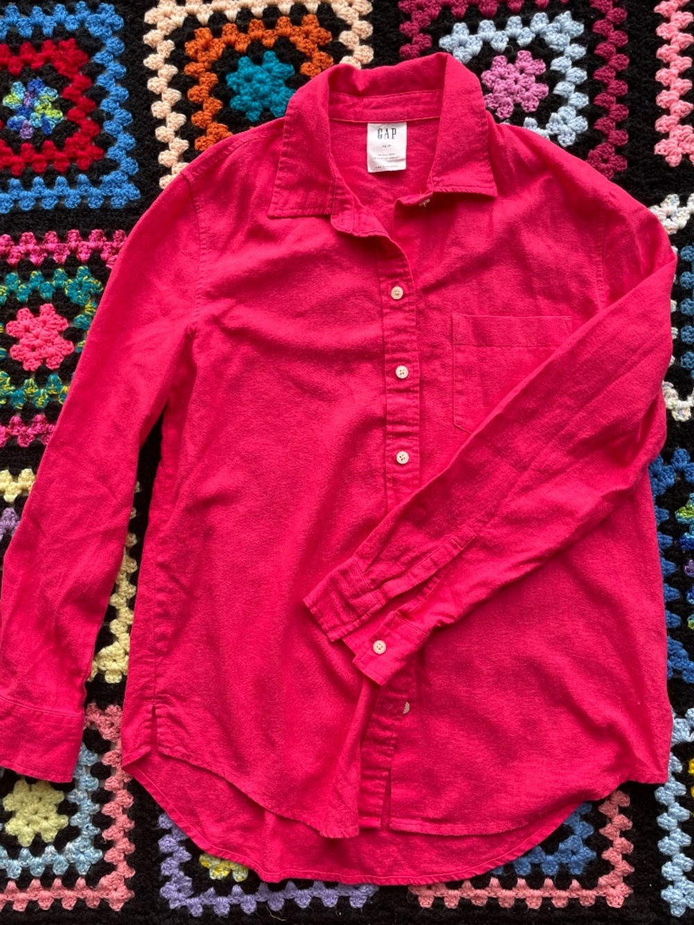 Pink Long Sleeve Linen-Blend GAP Easy Shirt